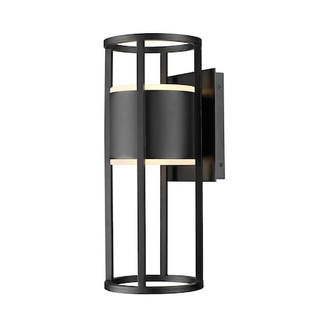 Z-Lite Luca Outdoor Wall, 2-Light, 7.25 In.W x 8 In.L x 18 In.H, Black/Etched 517M-BK-LED